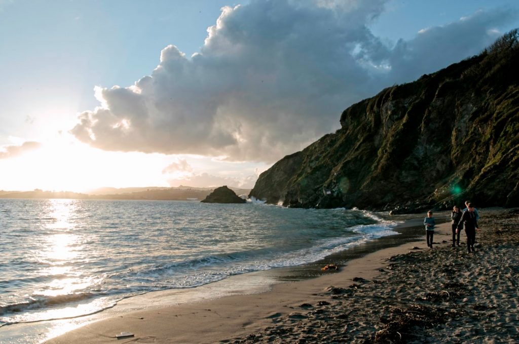 Polkerris beach in Cornwall, UK.